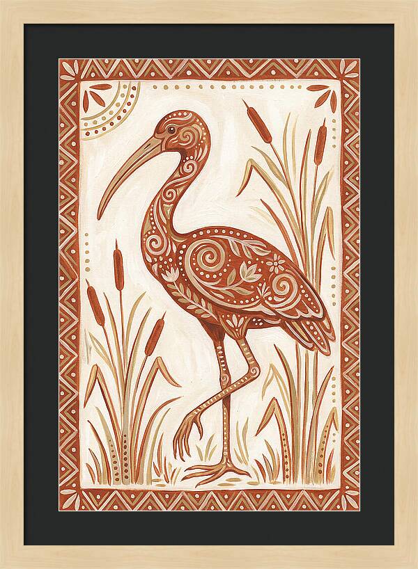 Ibis In Folk Art Style