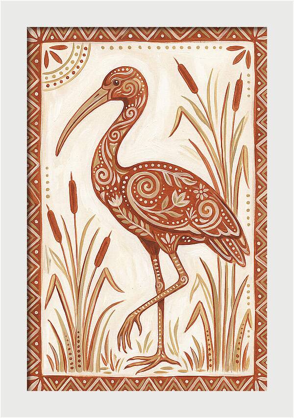 Ibis In Folk Art Style