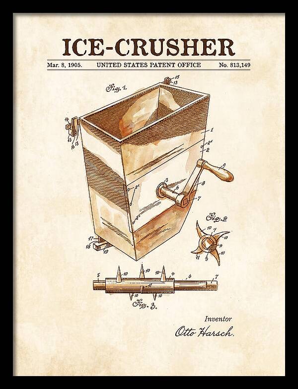 Ice Crusher Watercolor Patent Us813149a