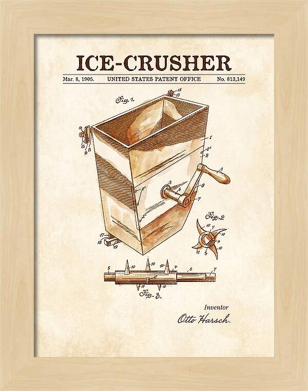 Ice Crusher Watercolor Patent Us813149a