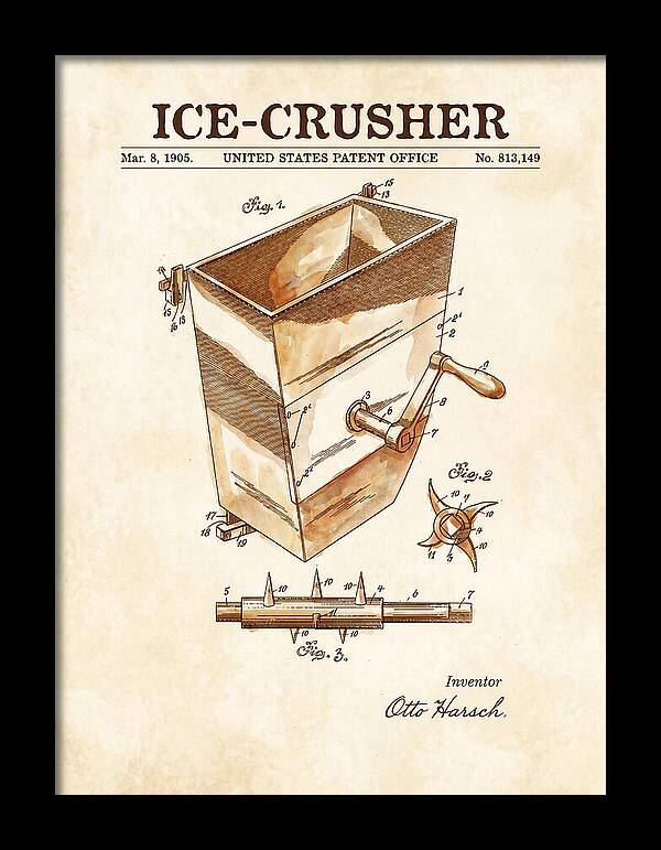 Ice Crusher Watercolor Patent Us813149a
