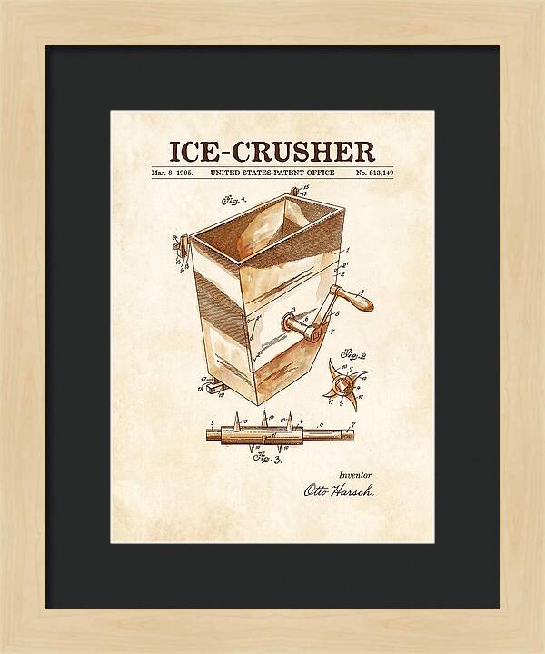 Ice Crusher Watercolor Patent Us813149a