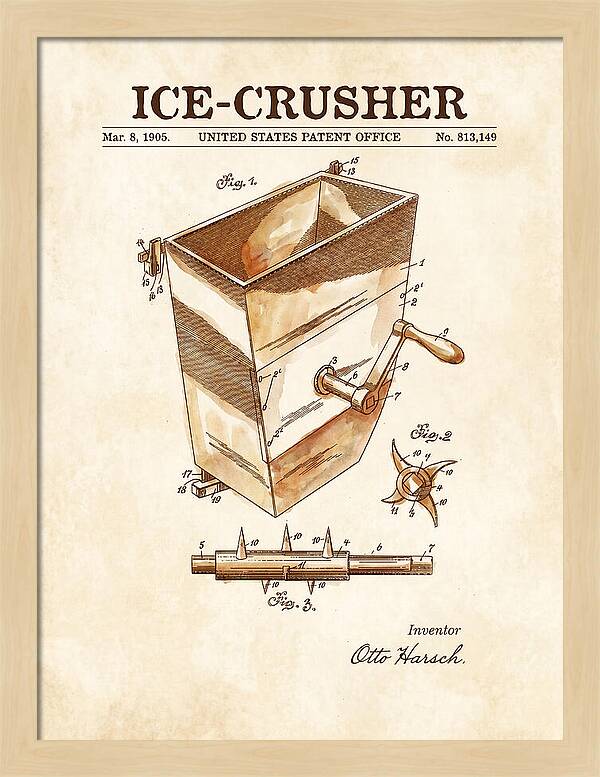 Ice Crusher Watercolor Patent Us813149a