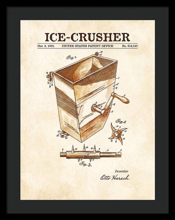 Ice Crusher Watercolor Patent Us813149a