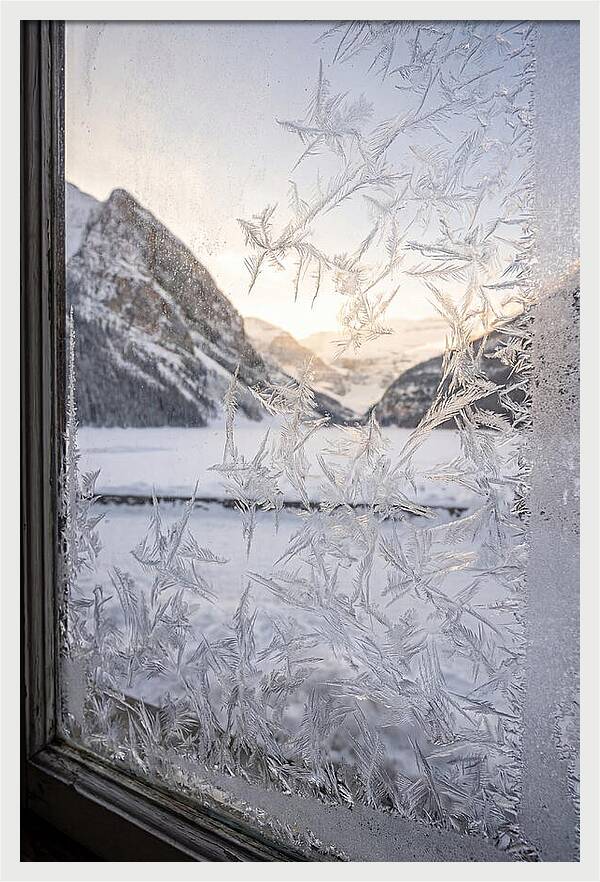 Ice Crystals On Frosted Glass