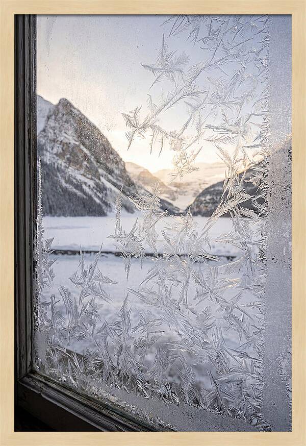 Ice Crystals On Frosted Glass