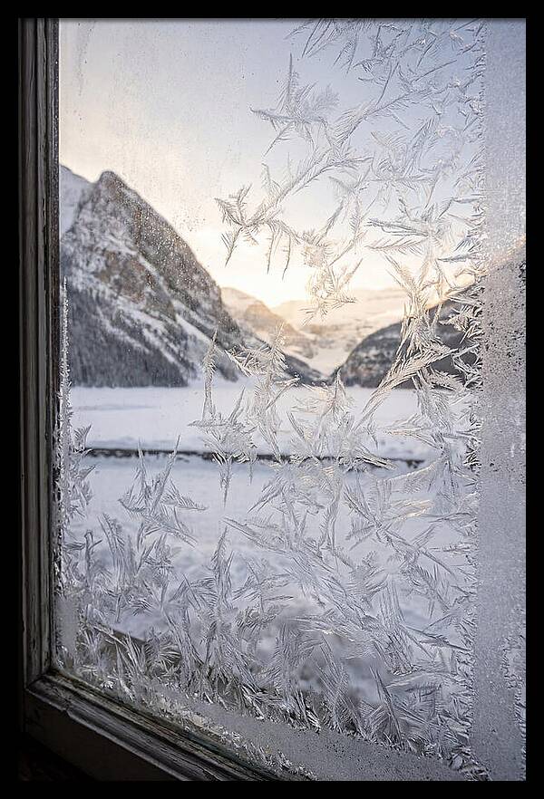 Ice Crystals On Frosted Glass