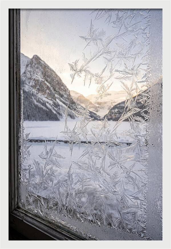Ice Crystals On Frosted Glass