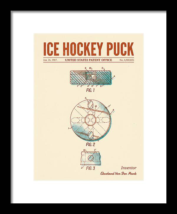 Ice Hockey Puck Retro Patent Us4968036a