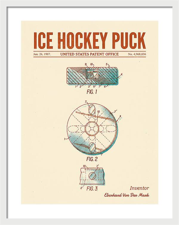 Ice Hockey Puck Retro Patent Us4968036a