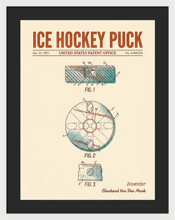 Ice Hockey Puck Retro Patent Us4968036a