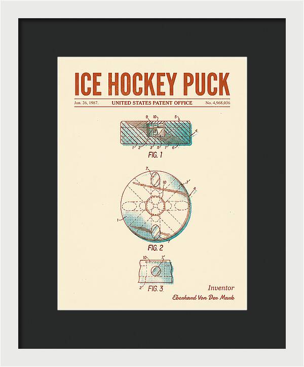 Ice Hockey Puck Retro Patent Us4968036a