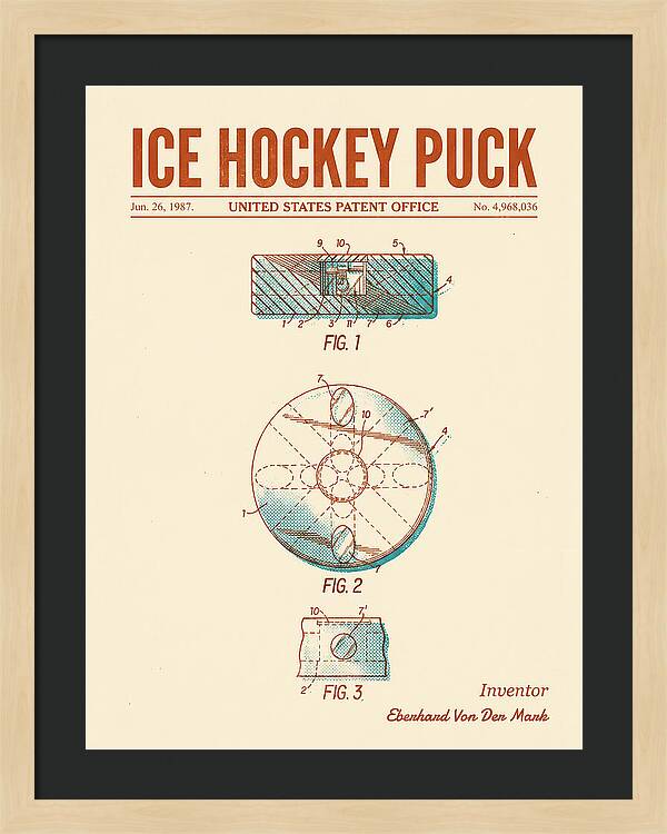 Ice Hockey Puck Retro Patent Us4968036a