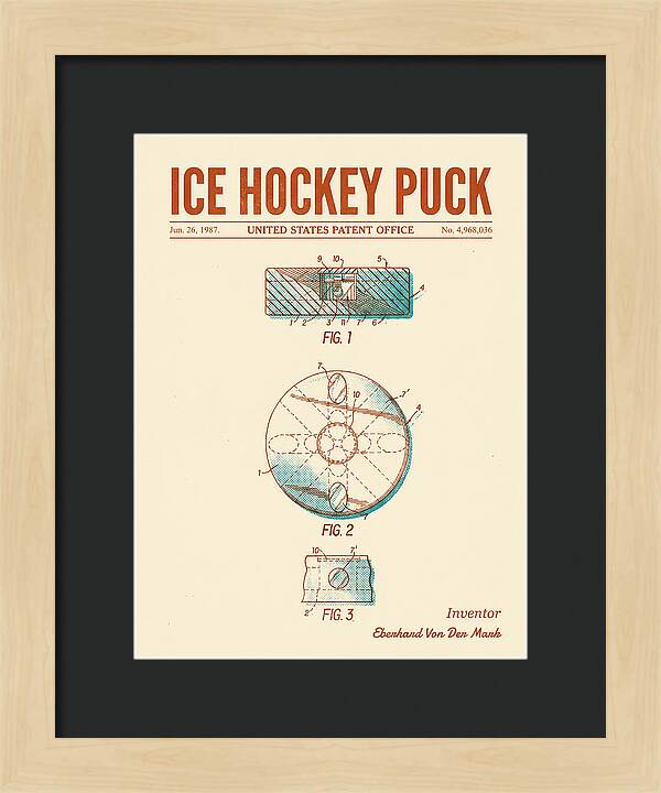 Ice Hockey Puck Retro Patent Us4968036a