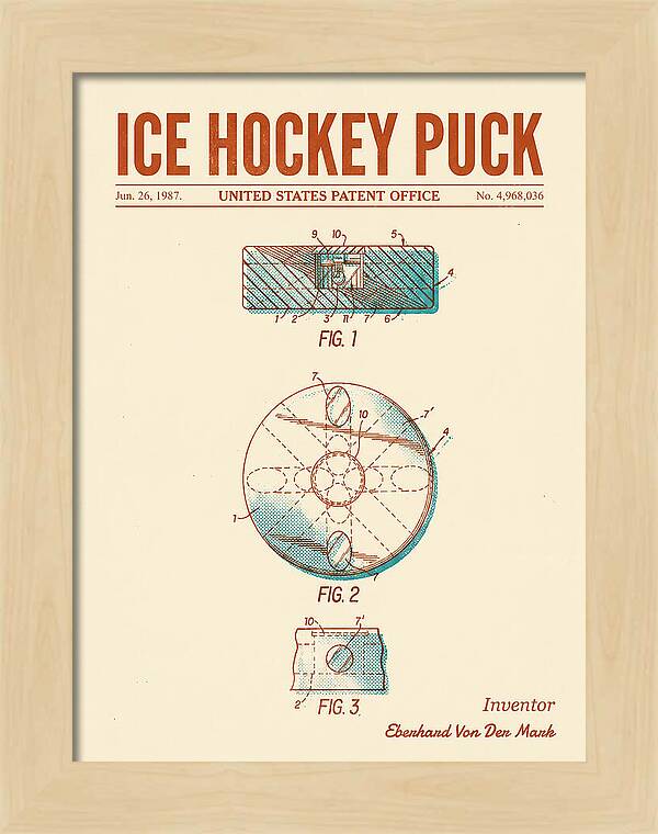 Ice Hockey Puck Retro Patent Us4968036a