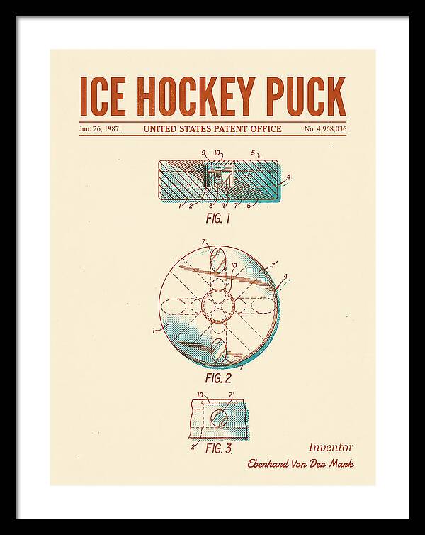 Ice Hockey Puck Retro Patent Us4968036a