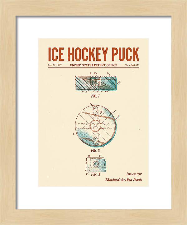 Ice Hockey Puck Retro Patent Us4968036a