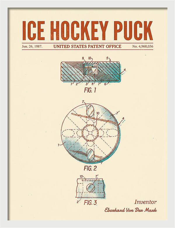 Ice Hockey Puck Retro Patent Us4968036a