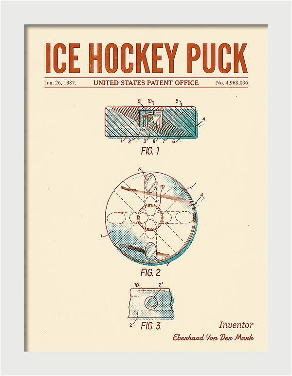 Ice Hockey Puck Retro Patent Us4968036a