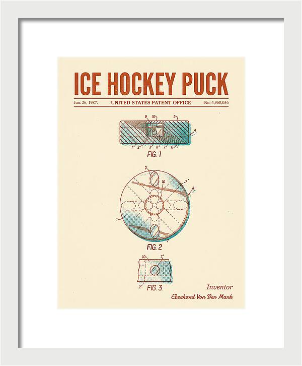 Ice Hockey Puck Retro Patent Us4968036a