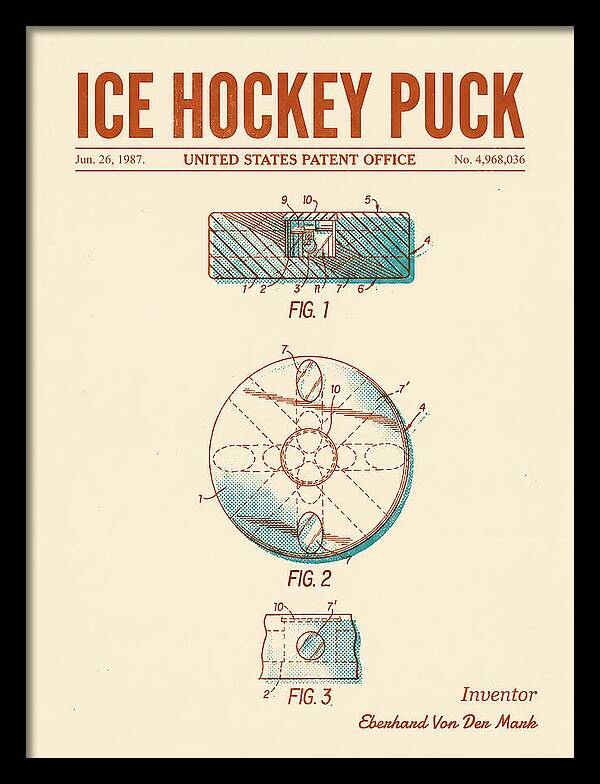 Ice Hockey Puck Retro Patent Us4968036a