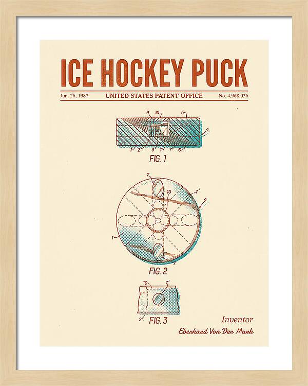 Ice Hockey Puck Retro Patent Us4968036a