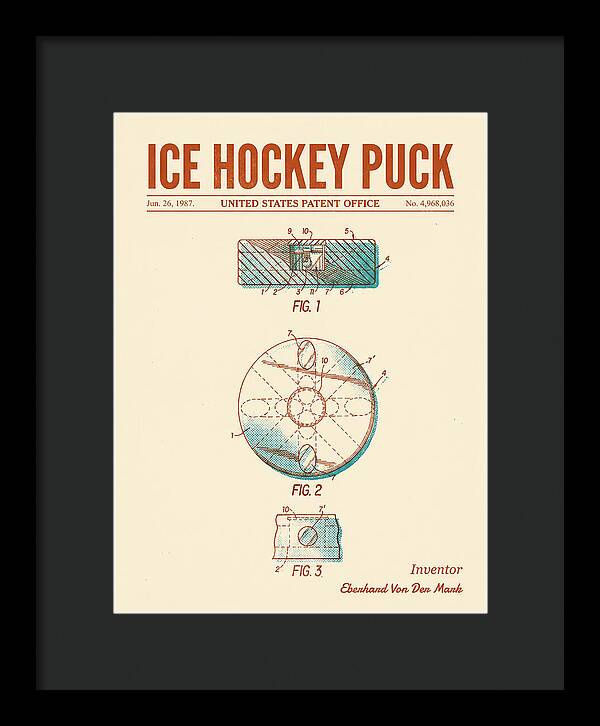 Ice Hockey Puck Retro Patent Us4968036a