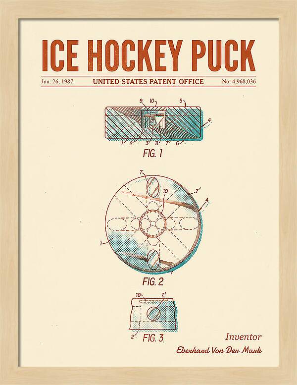 Ice Hockey Puck Retro Patent Us4968036a
