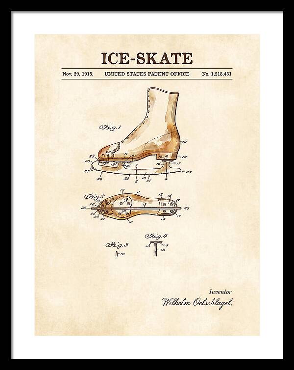 Ice Skate Watercolor Patent Us1218451a