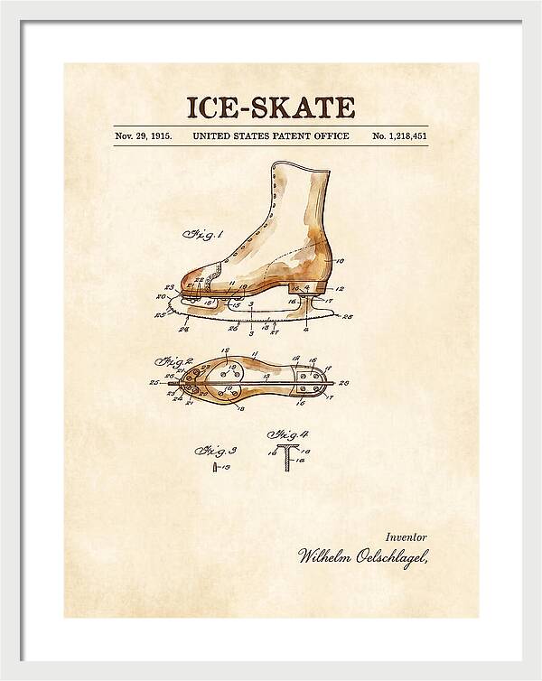 Ice Skate Watercolor Patent Us1218451a