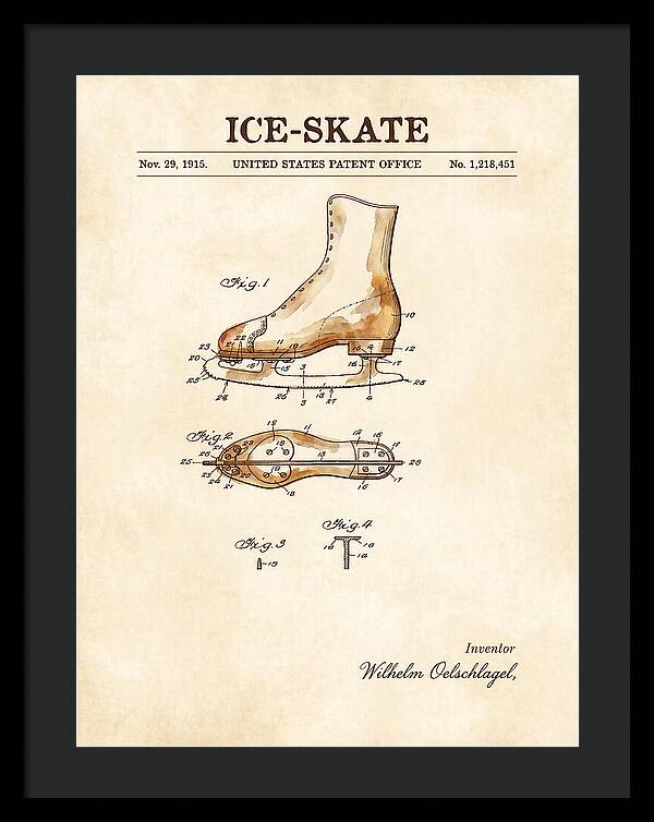 Ice Skate Watercolor Patent Us1218451a
