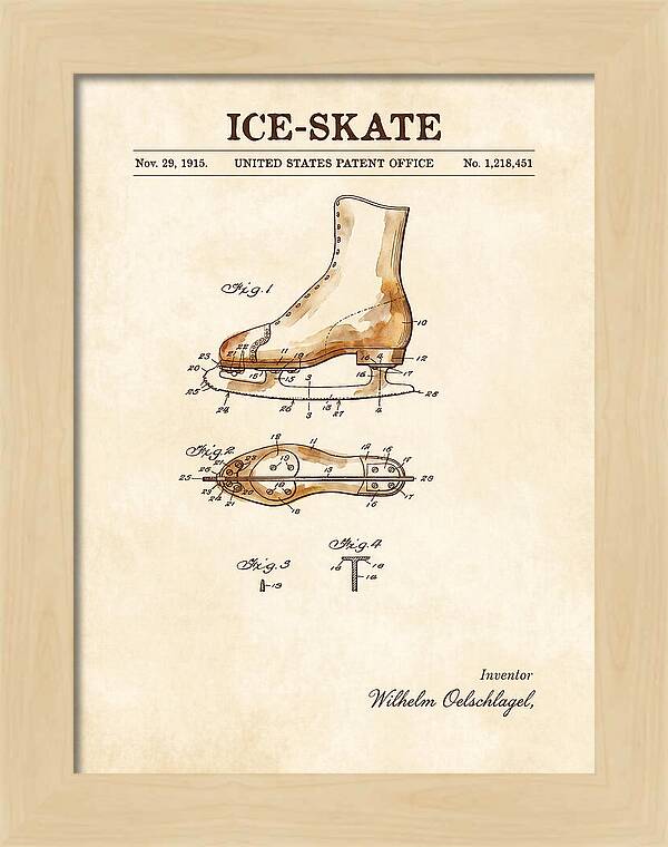 Ice Skate Watercolor Patent Us1218451a