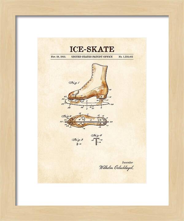 Ice Skate Watercolor Patent Us1218451a