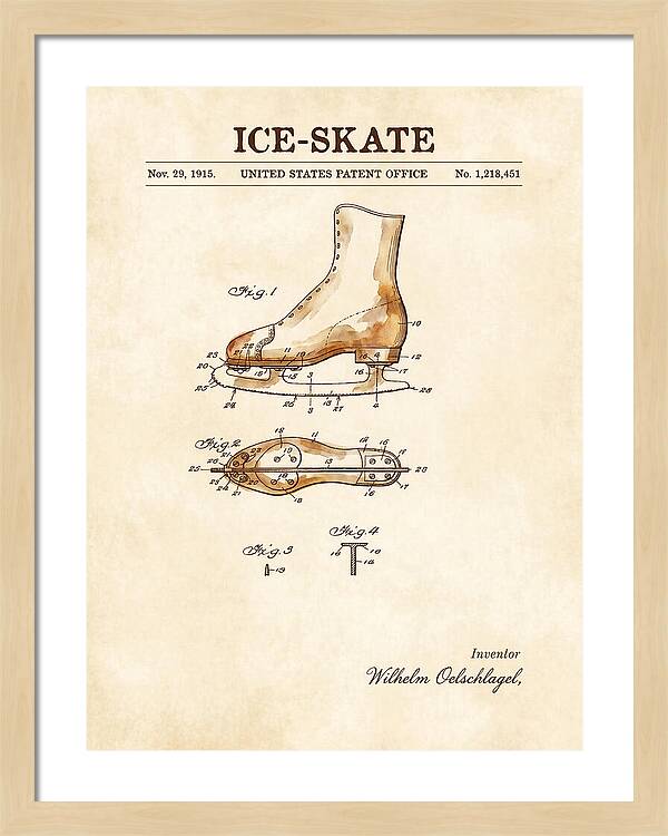 Ice Skate Watercolor Patent Us1218451a