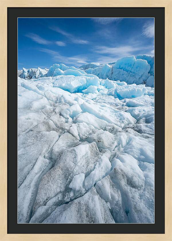 Ice Texture Abstract In Blue And White