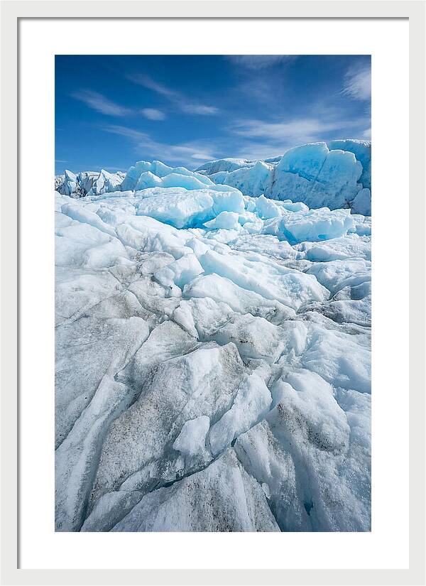 Ice Texture Abstract In Blue And White