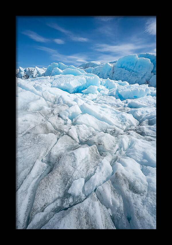 Ice Texture Abstract In Blue And White