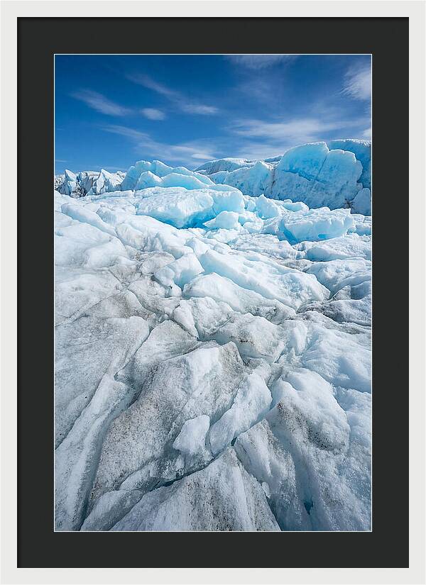 Ice Texture Abstract In Blue And White