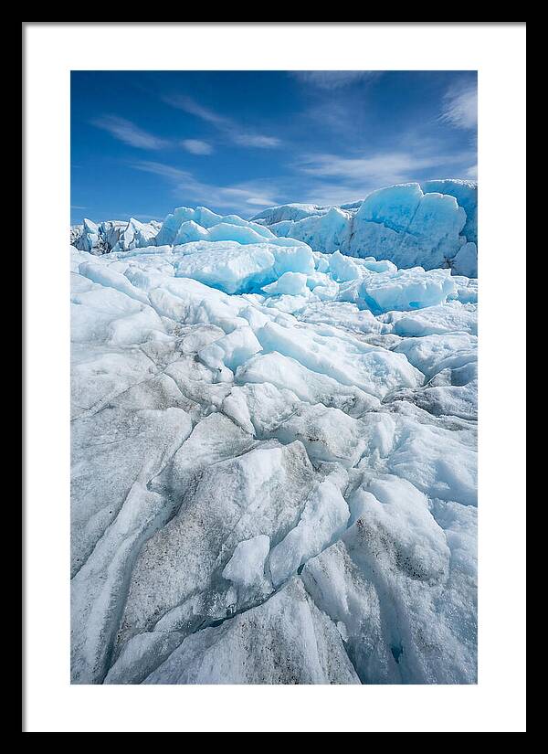 Ice Texture Abstract In Blue And White