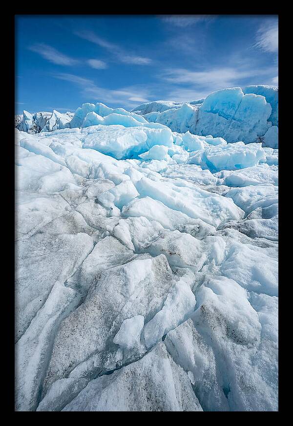 Ice Texture Abstract In Blue And White