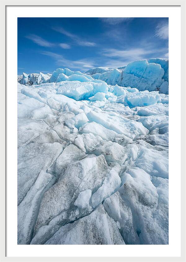 Ice Texture Abstract In Blue And White