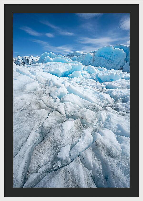Ice Texture Abstract In Blue And White