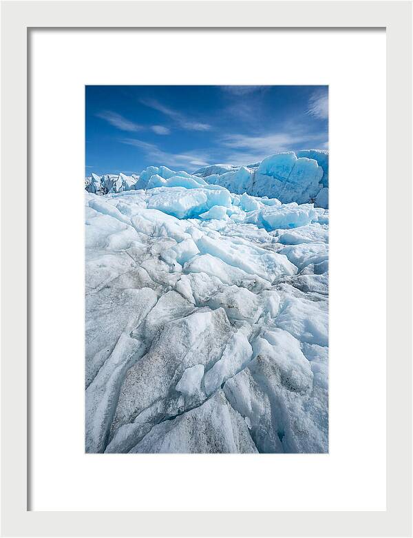 Ice Texture Abstract In Blue And White