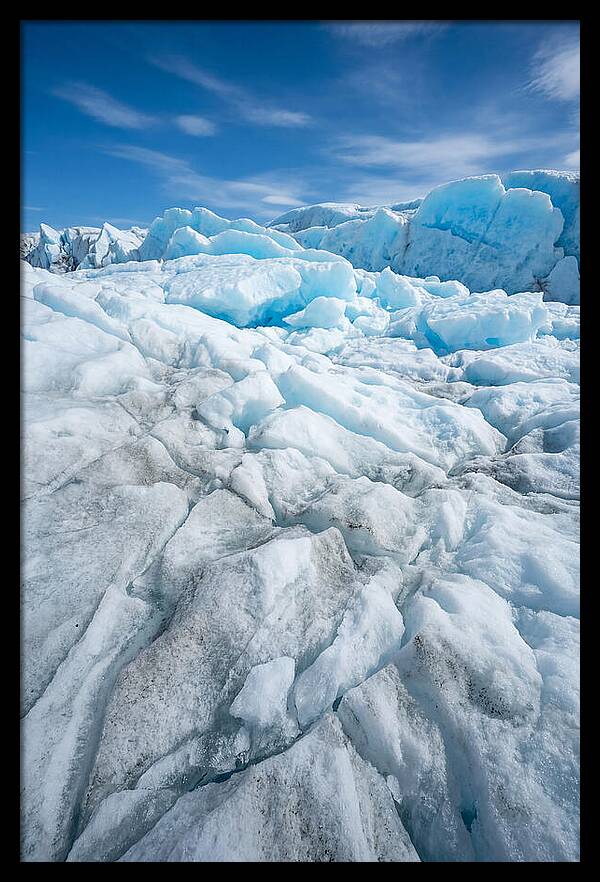Ice Texture Abstract In Blue And White