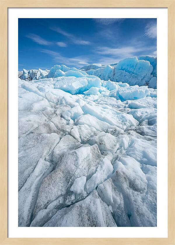 Ice Texture Abstract In Blue And White