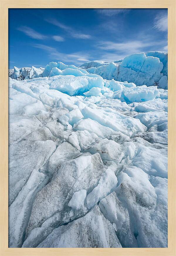 Ice Texture Abstract In Blue And White