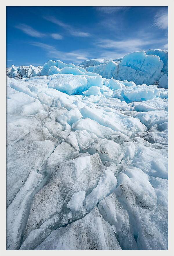 Ice Texture Abstract In Blue And White