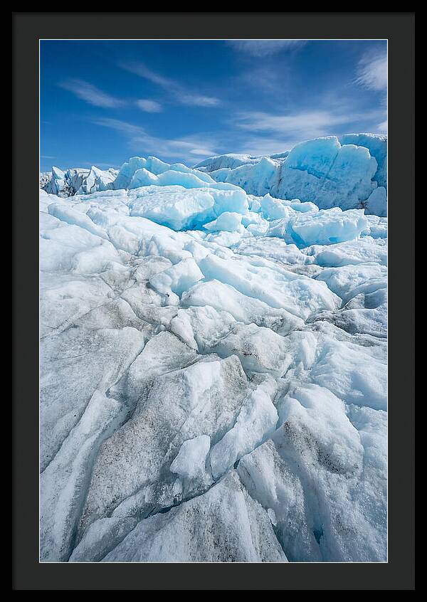 Ice Texture Abstract In Blue And White
