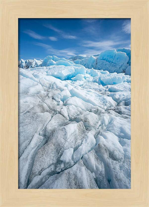 Ice Texture Abstract In Blue And White