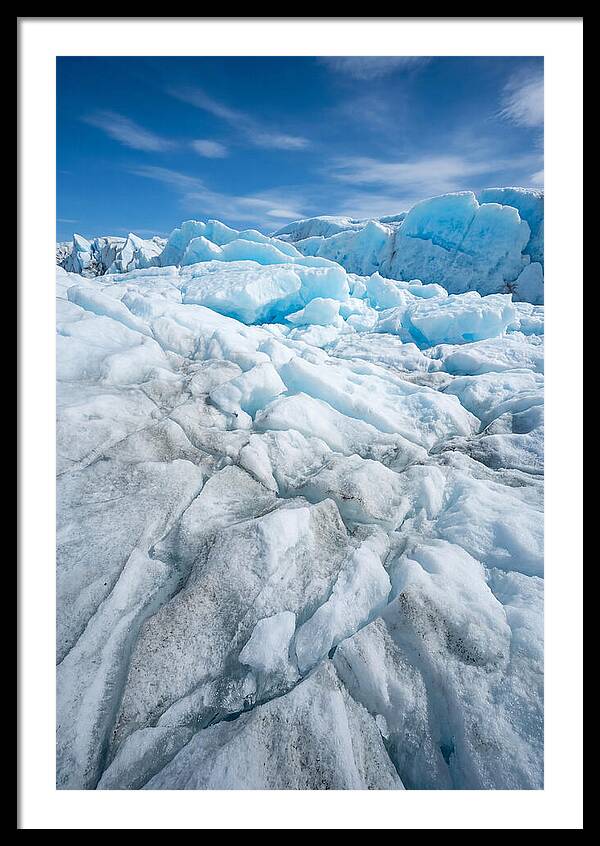 Ice Texture Abstract In Blue And White